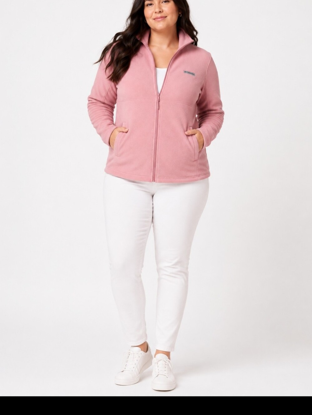 Columbia BASIN TRAIL III Comfortable Full Zip Sweatshirt Jacket Pink PocketsXXL